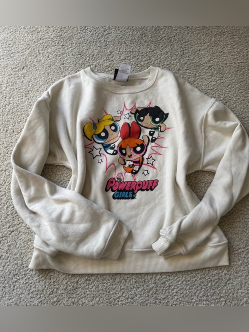 Vintage Cartoon Network Powerpuff Girls Cream Sweatshirt Graphic 2000s y2k rare